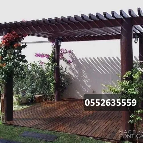 أعمال مظلات خشبية للحدائق